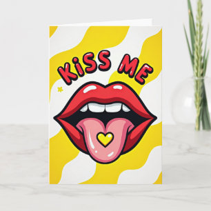 Kiss Me Lips Art Pop Style Card