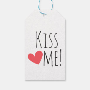 Kiss Me Love Quote Red Heart Wedding Bridal Shower Gift Tags