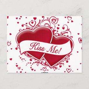 Kiss Me! Red Hearts Postcard