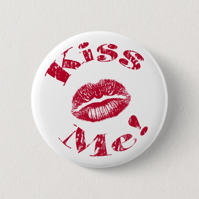 Kiss Me! Red Lips 2 Inch Round Button (Front)
