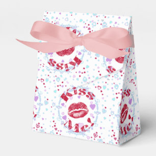 Kiss Me! Red Lips With Hearts Favor Box