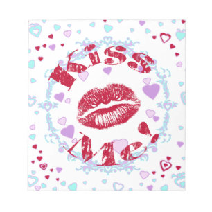Kiss Me! Red Lips With Hearts Notepad
