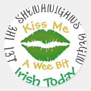 Kiss Me Shenanigans St Patricks Stickers