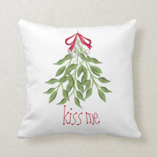 Kiss Me Under the Mistletoe Throw Pillow