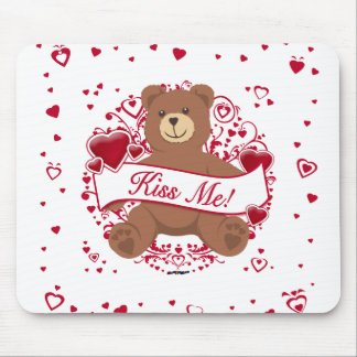 Kiss Me! Valentine's Day Teddy Bear Mouse Pad