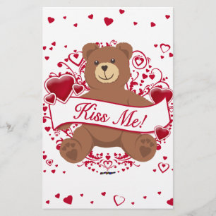 Kiss Me! Valentine's Day Teddy Bear Stationery