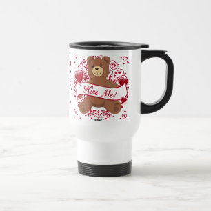 Kiss Me! Valentine's Day Teddy Bear Travel Mug