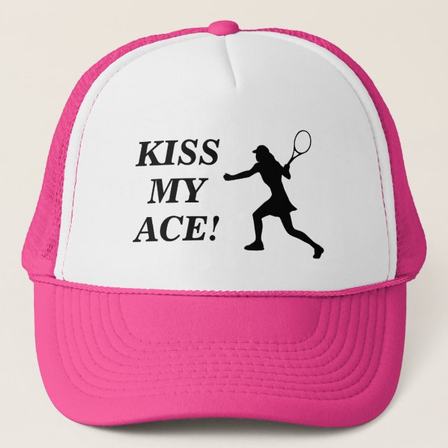 Kiss My Ace ! drôle casquette de tennis rose pour  (Devant)