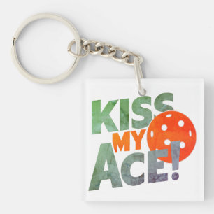 Kiss My Ace Funny Pickleball Player Saying Women Keychain