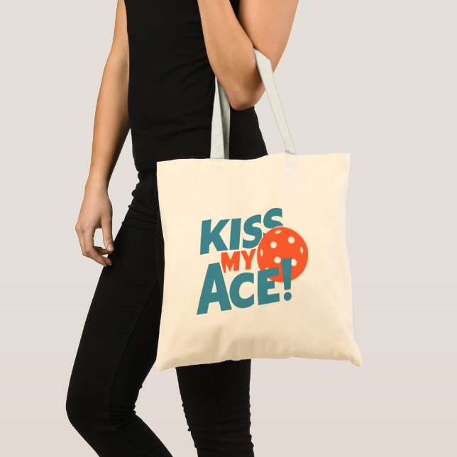 Kiss My Ace Funny Pickleball Player Saying Women Tote Bag (Front (Product))