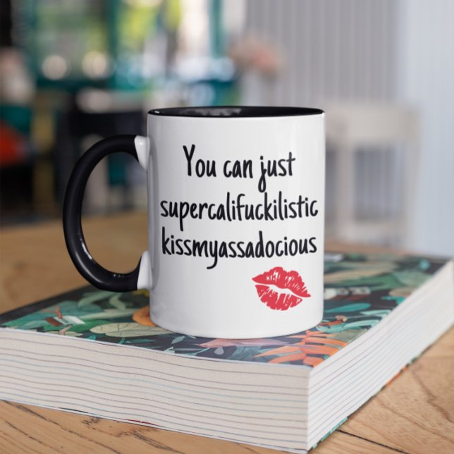 Kiss My Assadocious Funny Handwritten  Two-Tone Coffee Mug (Creator Uploaded)