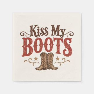 Kiss My Boots Western Party Napkins | Funny Cowboy