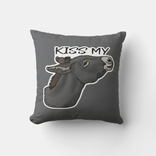 Kiss My... Burro Throw Pillow