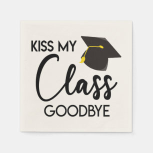 Kiss My Class Goodbye Black White Graduation Party Napkin