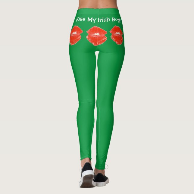 Kiss My Irish Butt Green St. Patricks Day Leggings (Back)