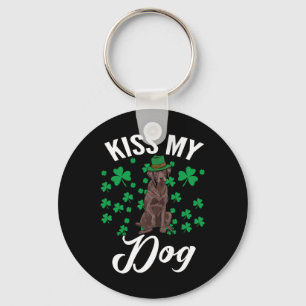 Kiss My Lucky Chocolate Labrador Dog Owner St Patr Keychain