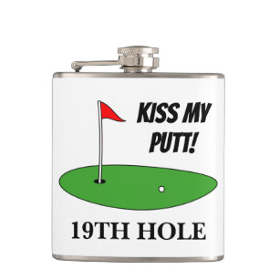 Kiss My Putt 19th Hole funny golf gift drink flask