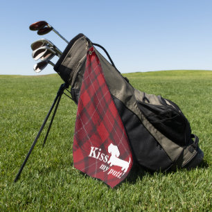 Kiss My Putt Cheeky Dachshund Plaid Golf Towel