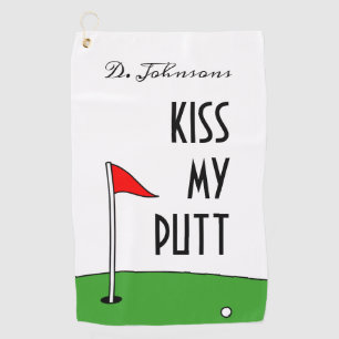 Kiss My Putt Golf Towel funny custom golfing gift