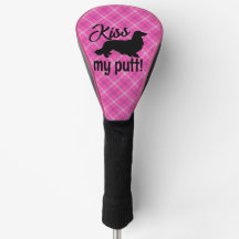 Kiss My Putt Plaid Dachshund Wood Golf Head Cover