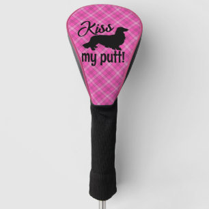 Kiss My Putt Plaid Dachshund Wood Golf Head Cover