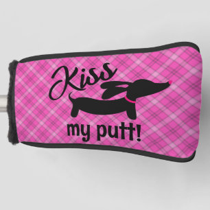 Kiss My Putt Plaid Wiener Dog Putter Head Cover