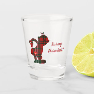 Kiss My Red Tartan Butt Shot Glass