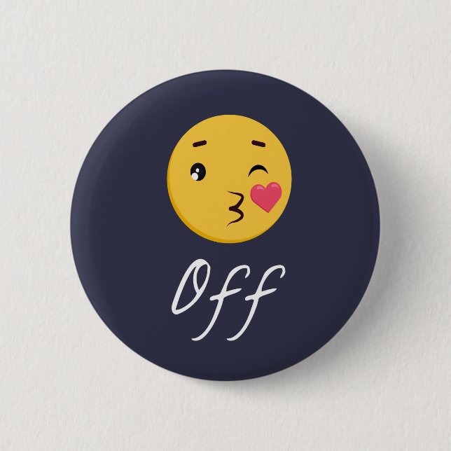 Kiss Off Emoji Funny Trendy Popular Cute 2 Inch Round Button (Front)