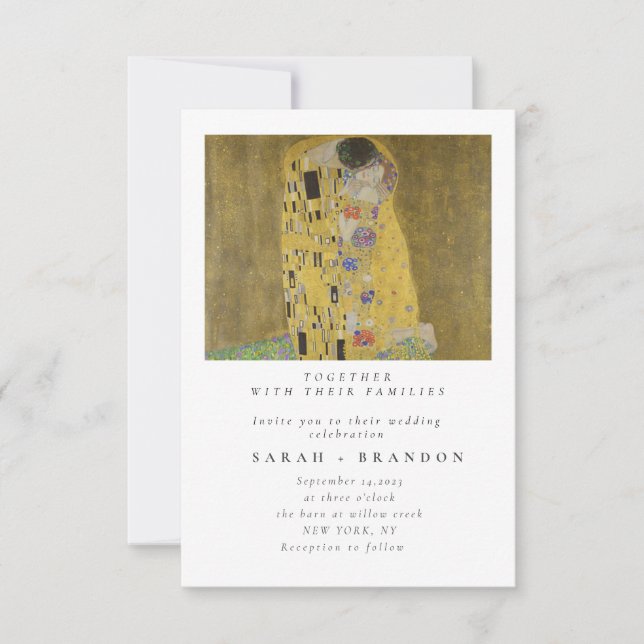 Kiss Old painting wedding invitation (Front)