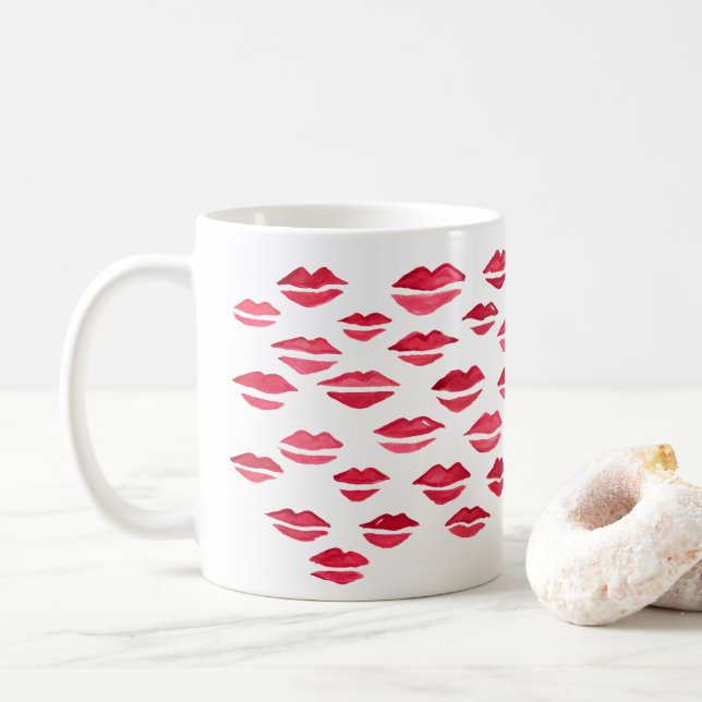 Kiss Painting Pattern Lips Mug (With Donut)