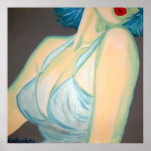 Kiss Poster, pin up, retro grey blue lips Kimba