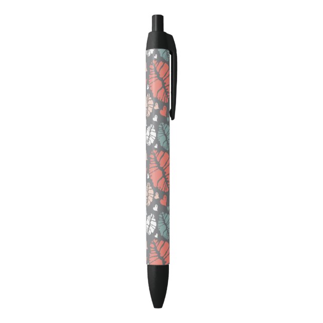 Kiss Print And Heart Pattern Black Ink Pen (Bottom (Vertical))