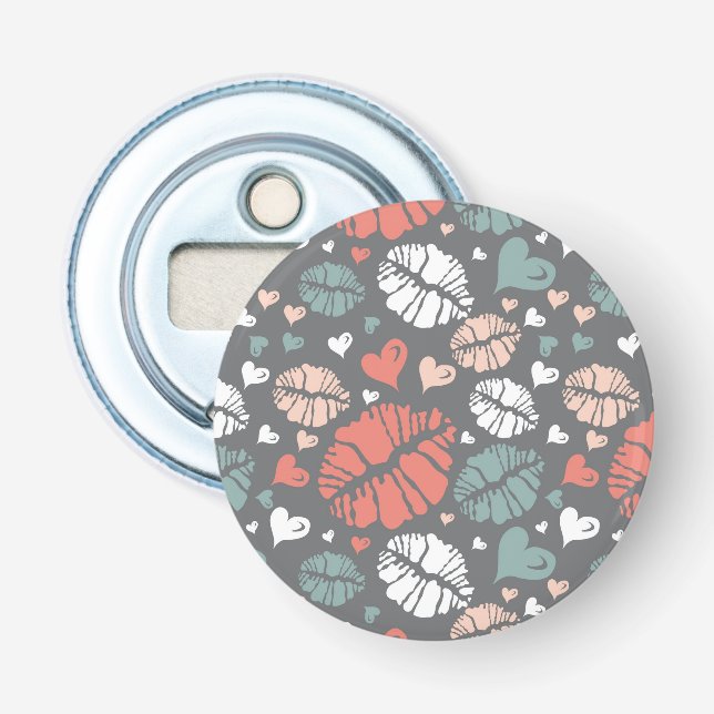 Kiss Print And Heart Pattern Bottle Opener (Front)