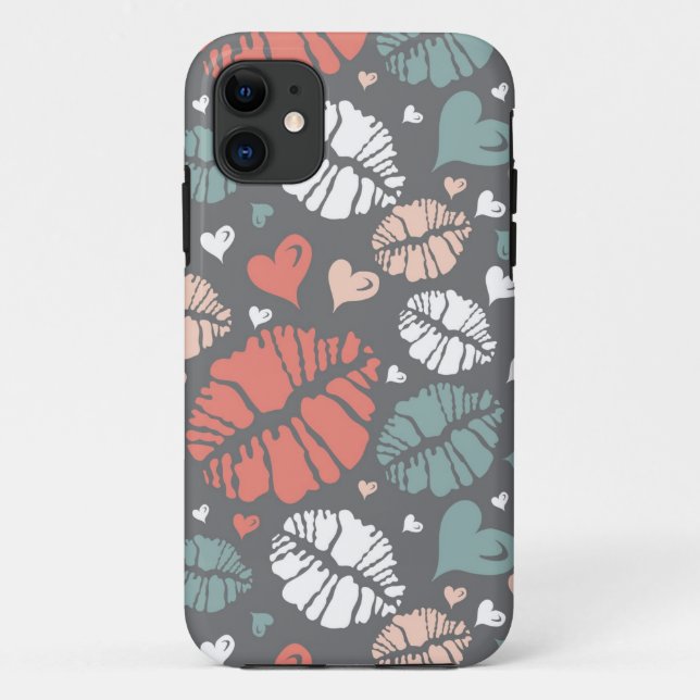 Kiss Print And Heart Pattern Case-Mate iPhone Case (Back)