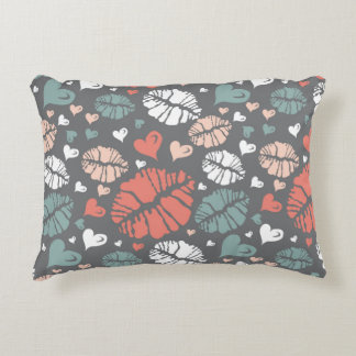 Kiss Print And Heart Pattern Decorative Pillow