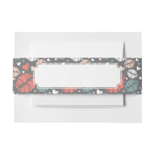 Kiss Print And Heart Pattern Invitation Belly Band
