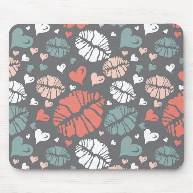 Kiss Print And Heart Pattern Mouse Pad (Front)