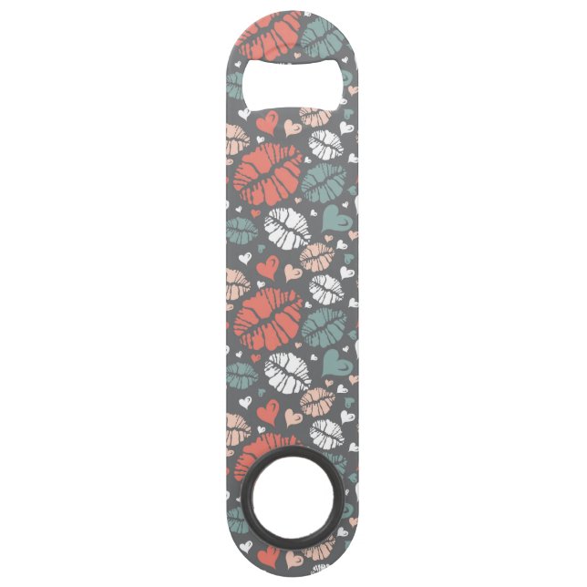 Kiss Print And Heart Pattern Speed Bottle Opener (Front)