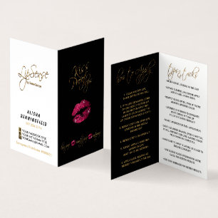Kiss Proof Hot Pink Lips and Black Instructions Business Card