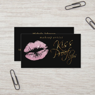 Kiss Proof Lips - Pink Glitter and Gold Business Card