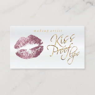 Kiss Proof Lips - Pink Rose Glitter Business Card