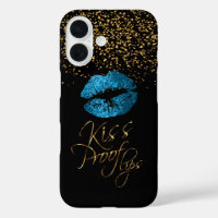 Kiss Proof with Gold Confetti & Blue Lips