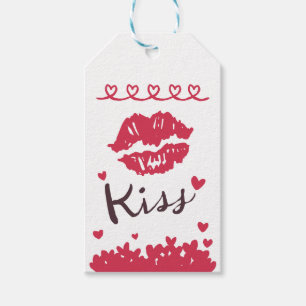 Kiss Red Hearts Lips Love Wedding Party Engagement Gift Tags