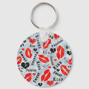 Kiss, red lips. keychain