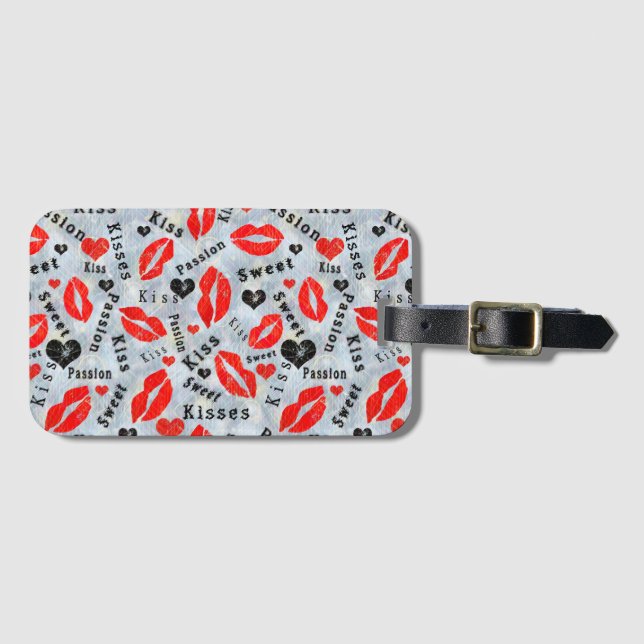 Kiss, red lips. luggage tag (Front Horizontal)