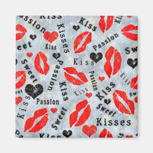Kiss, red lips. magnet