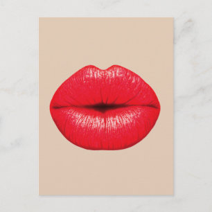 KISS RED LIPS MOUTH POSTCARD