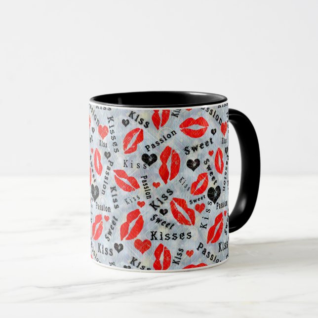 Kiss, red lips. mug (Front Right)