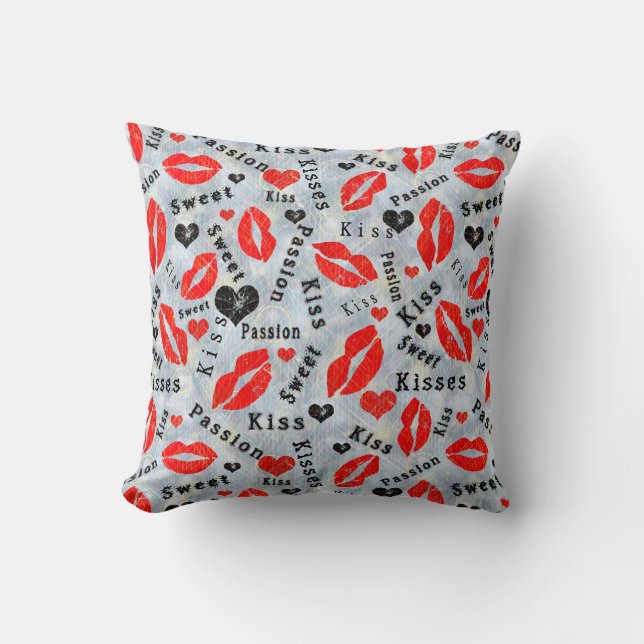 Kiss, red lips. throw pillow (Front)
