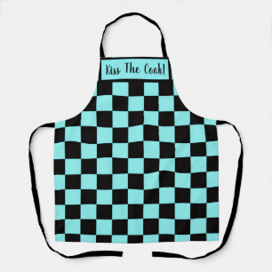 Kiss the Cook! Aqua & Black Apron